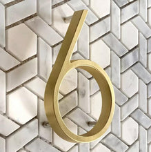 Load image into Gallery viewer, Floating House Numbers - Brass 125mm - Floating House Numbers
